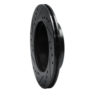 Honda CRX Brake Rotor (1) - Front Right - R1 Concepts - Drilled & Slotted - Black - `84-`06